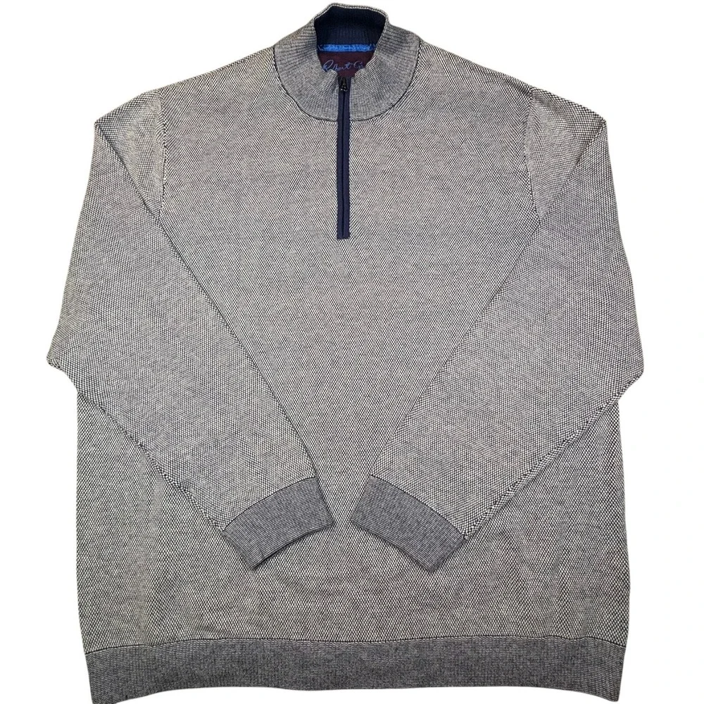 Robert Graham Shane Quarter Zip Sweater Mens 3XLT‎ Navy 1/4 Qtr Zip NWT $198